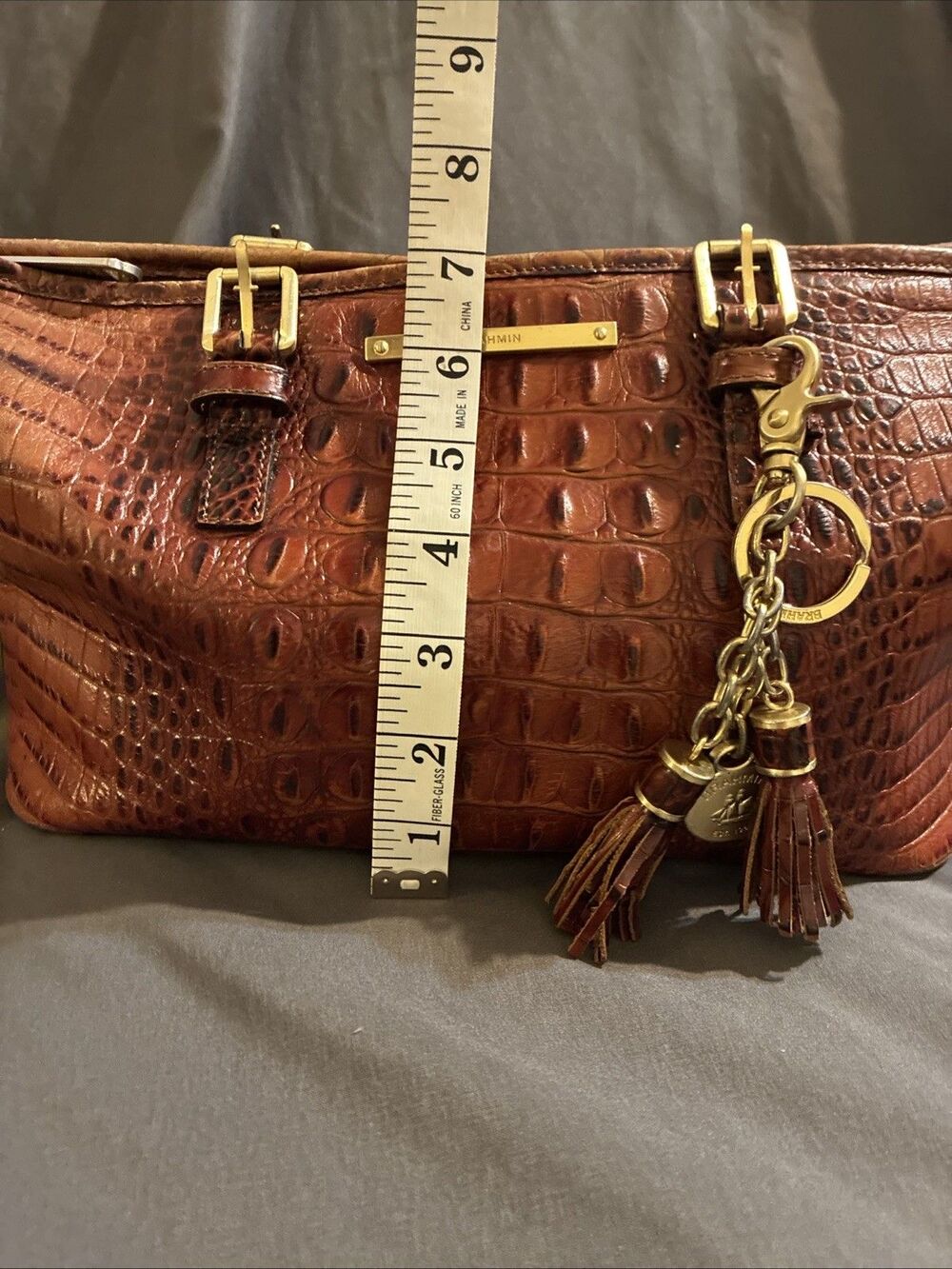 Brahmin Melbourne Mini Asher Leather Shoulder Bag Croc Embossed - Picture 9 of 16
